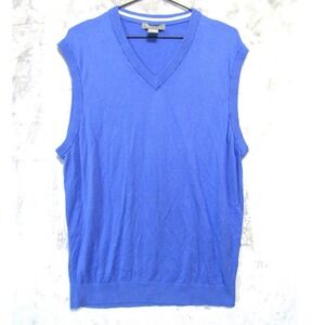 Daniel Cremieux Sweater Vest Mens Large Blue Excellent Supima Cotton Cashmere